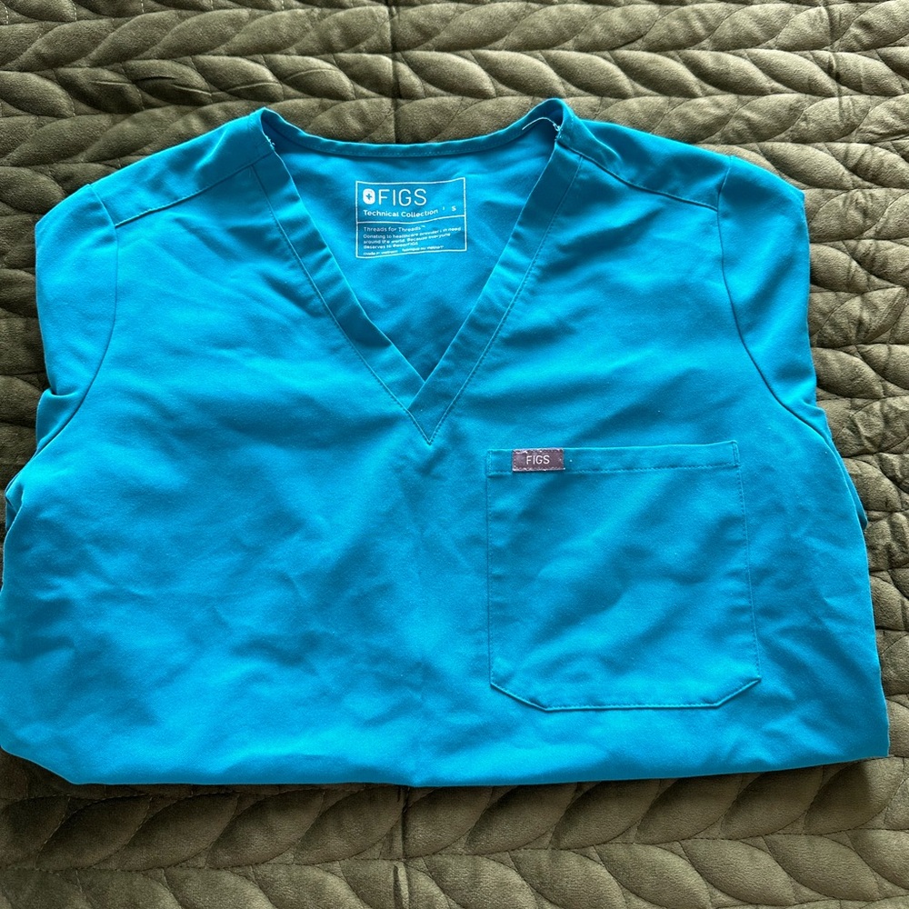 FIGS teal Catarina One Pocket Scrub Top